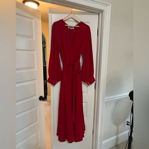 Ruby Red Surplus Maxi Dress with Tie waist NEW